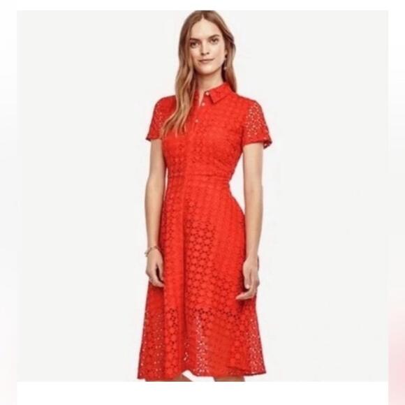 Ann Taylor Eyelet Dress Size 4 - Picture 1 of 7